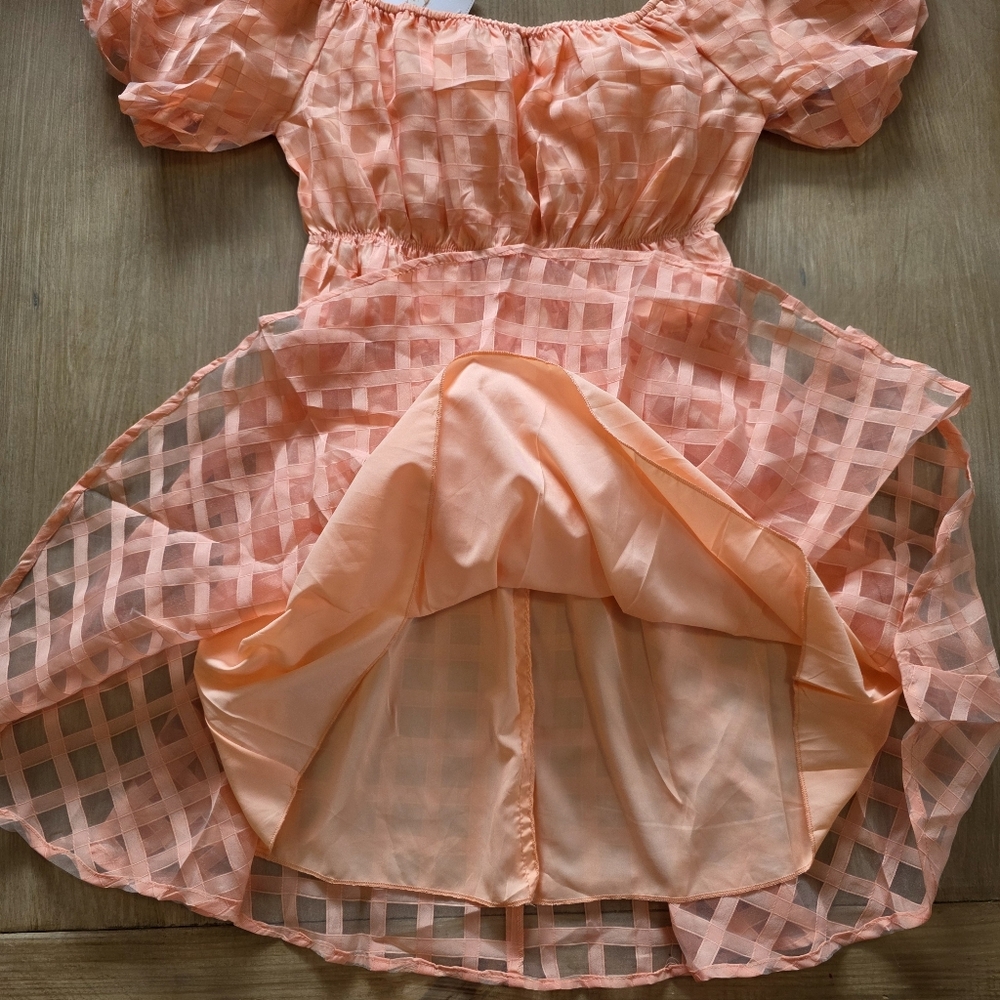 Pretty Garden Peach Off The Shoulder Babydoll Mini Dress – NWT – Women’s Size S - Picture 7 of 11
